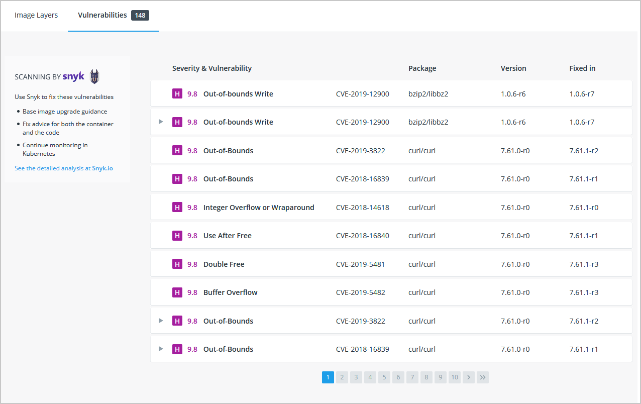 Escaneo de vulnerabilidades del hub